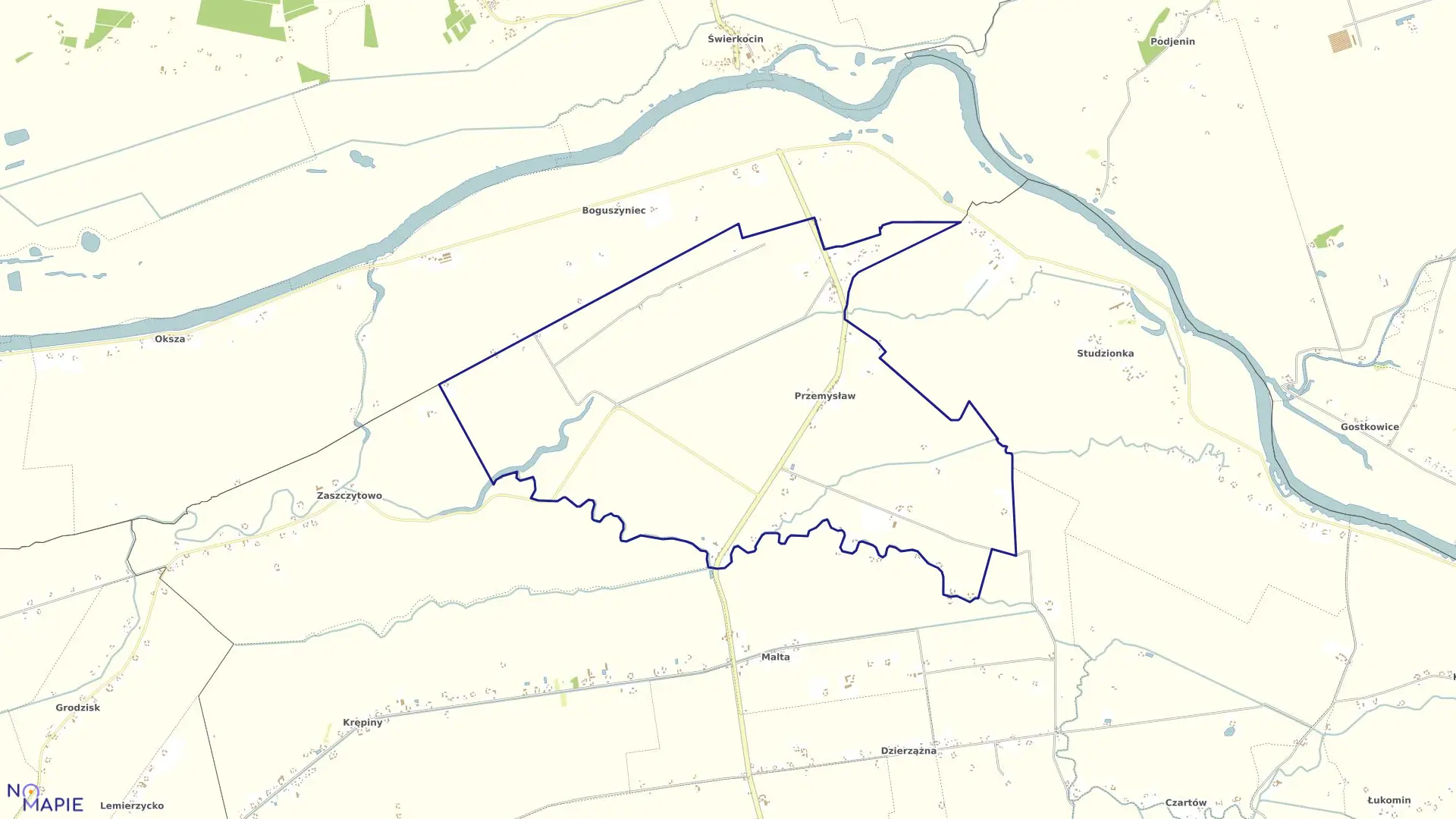 Mapa obrębu Przemysław w gminie Krzeszyce